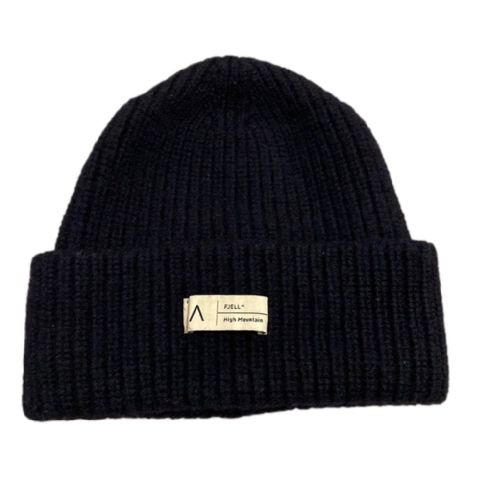 Fjell Hight Mountains 100% Wool Navy Beanie Hat . Unisex Style